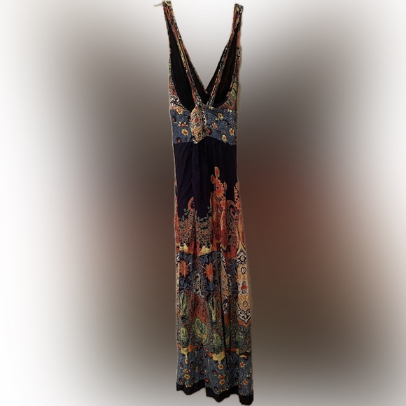 Angie Blue and Orange vneck halter Maxi Sundress - Picture 2 of 5